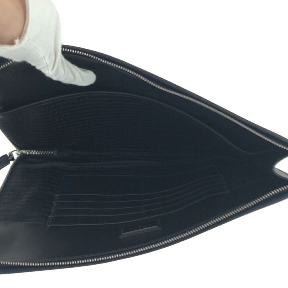 Prada Saffiano Crocodile Logo Leather Clutch - Picture 10 of 10